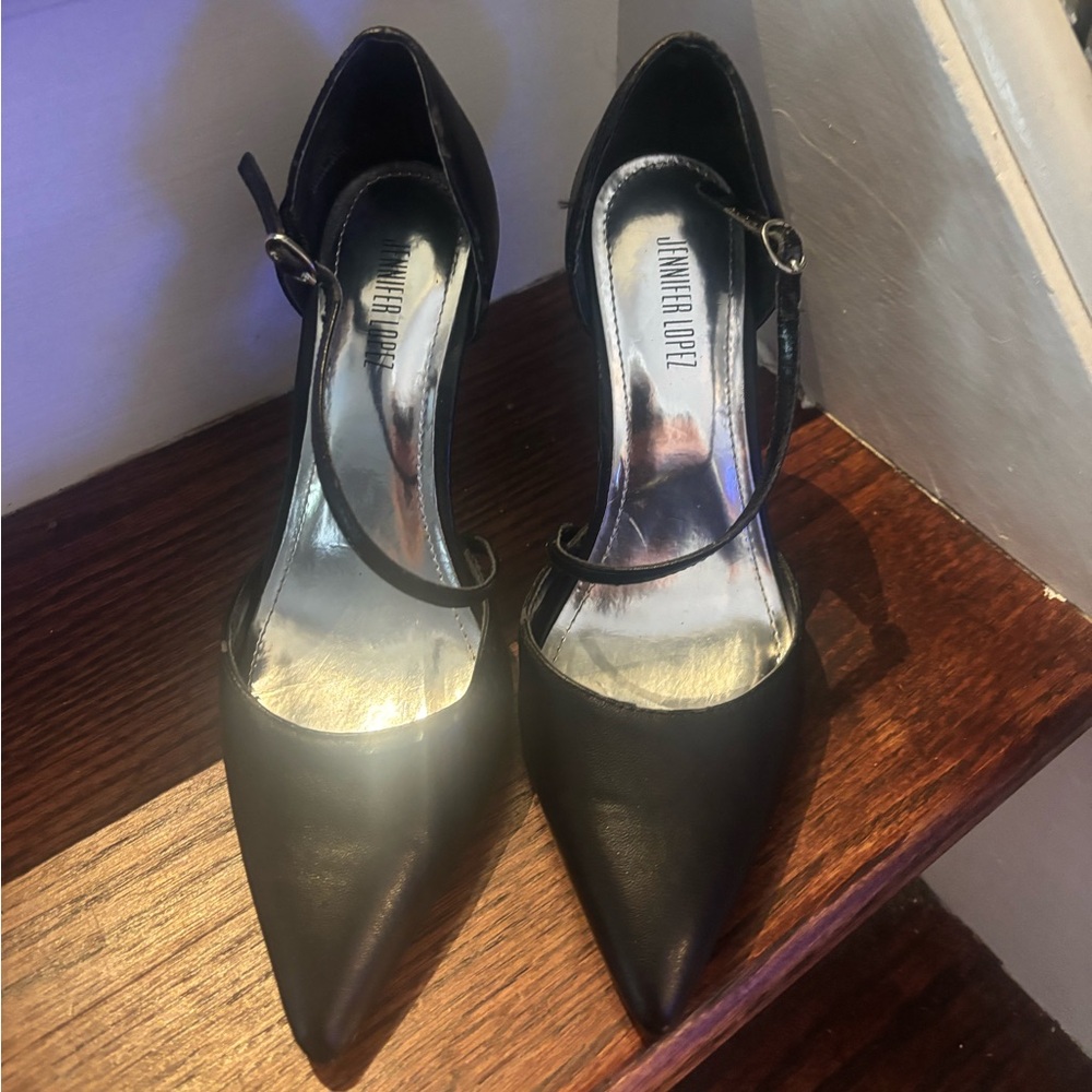 Jennifer Lopez Black Ankle Strap Heels